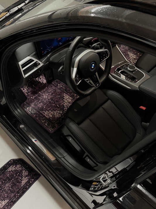 PURPEL – Jeu de Tapis de Voiture Universels – Violet Élégant – Motif Oriental – Antidérapants