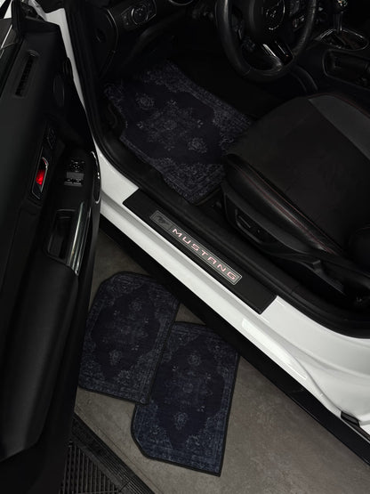 9AMAR – Jeu de Tapis de Voiture Universels – Noir Profond – Motif Oriental – Antidérapants