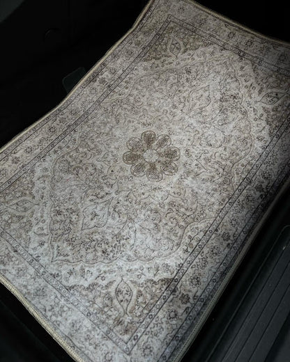 Ensemble de Tapis de Voiture Beige – Motifs Orientaux Élégants & Protection Intérieure (4 Pièces)