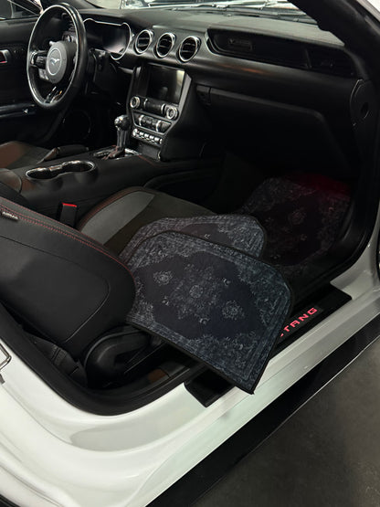 9AMAR – Jeu de Tapis de Voiture Universels – Noir Profond – Motif Oriental – Antidérapants