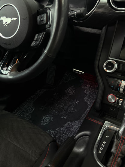 9AMAR – Jeu de Tapis de Voiture Universels – Noir Profond – Motif Oriental – Antidérapants