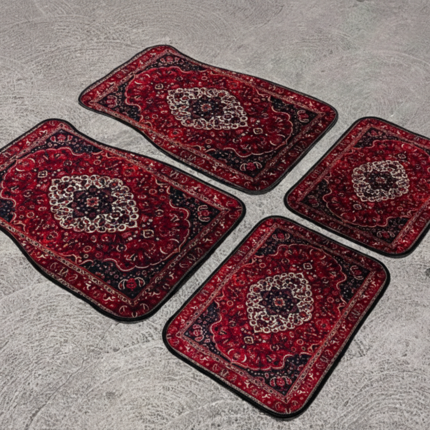 Set de tapis auto ARTAPI — Motif inspiré du tapis persan (Rouge)