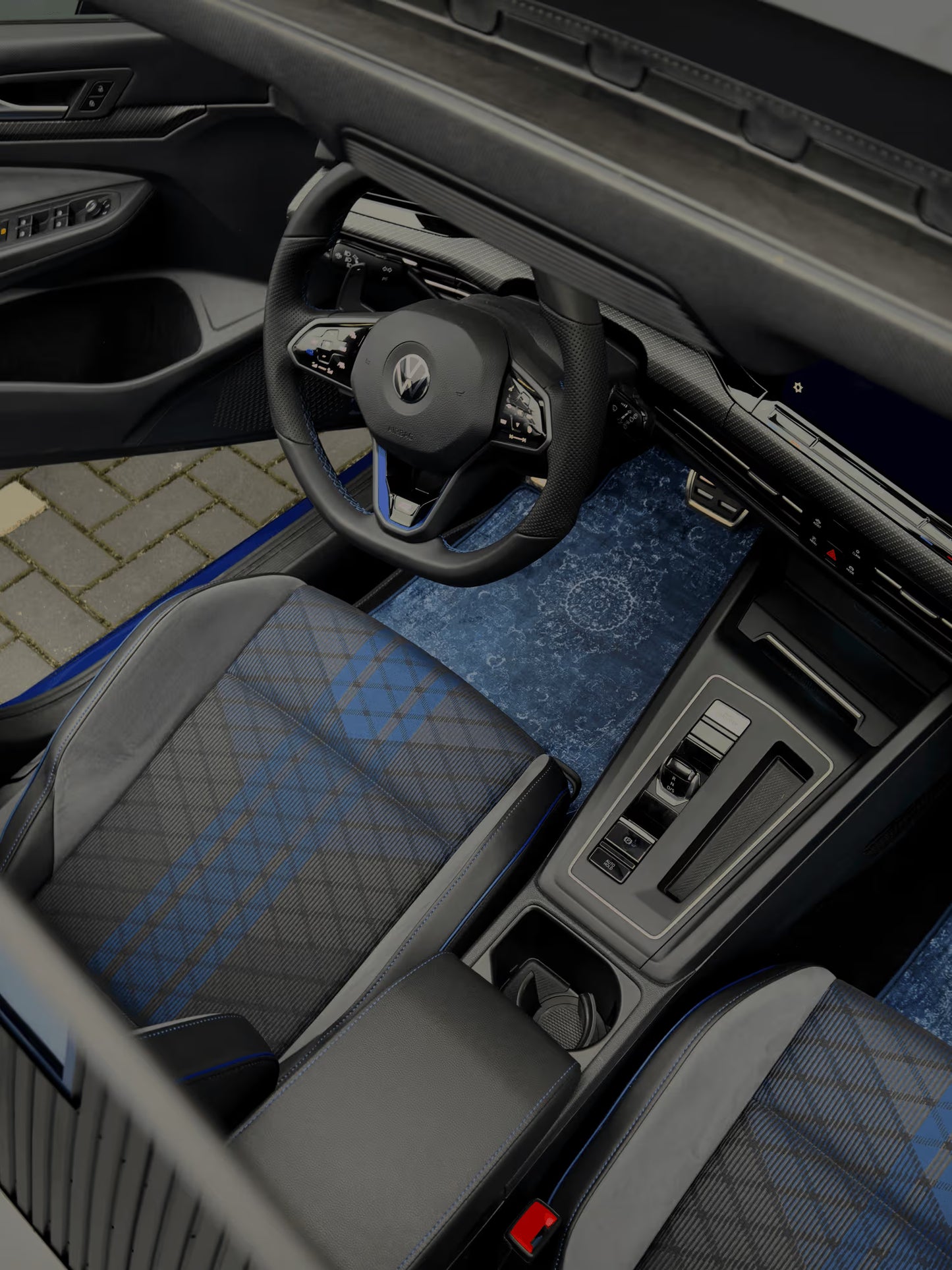 Ensemble de Tapis de Voiture Bleu Nuit – Design Oriental Élégant & Protection Complète (4 Pièces)