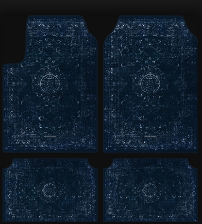 Ensemble de Tapis de Voiture Bleu Nuit – Design Oriental Élégant & Protection Complète (4 Pièces)