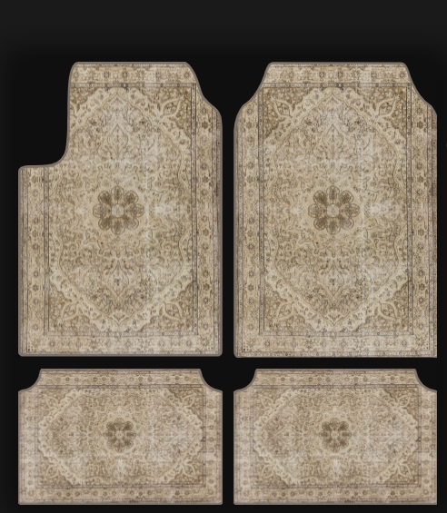 Ensemble de Tapis de Voiture Beige – Motifs Orientaux Élégants & Protection Intérieure (4 Pièces)