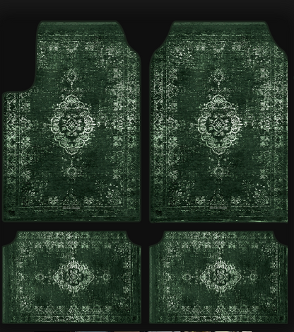 ZAYTONA – Jeu de Tapis de Voiture Universels – Vert Olive – Motif Oriental – Antidérapants