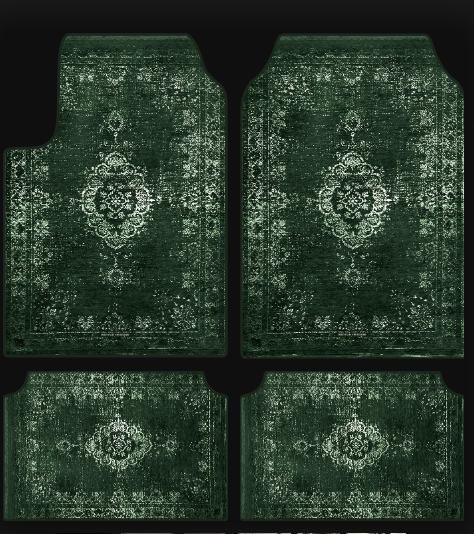 ZAYTONA – Jeu de Tapis de Voiture Universels – Vert Olive – Motif Oriental – Antidérapants