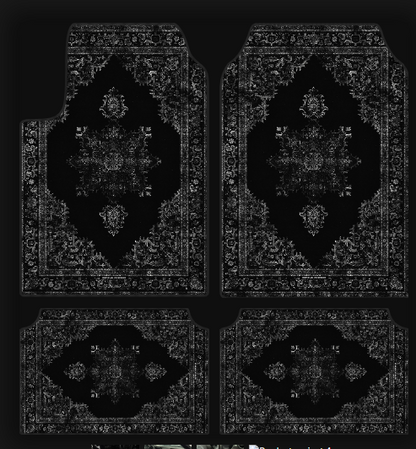9AMAR – Jeu de Tapis de Voiture Universels – Noir Profond – Motif Oriental – Antidérapants