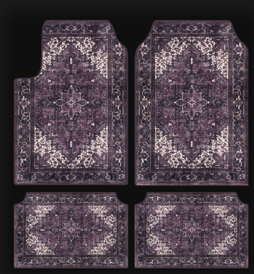 PURPEL – Jeu de Tapis de Voiture Universels – Violet Élégant – Motif Oriental – Antidérapants